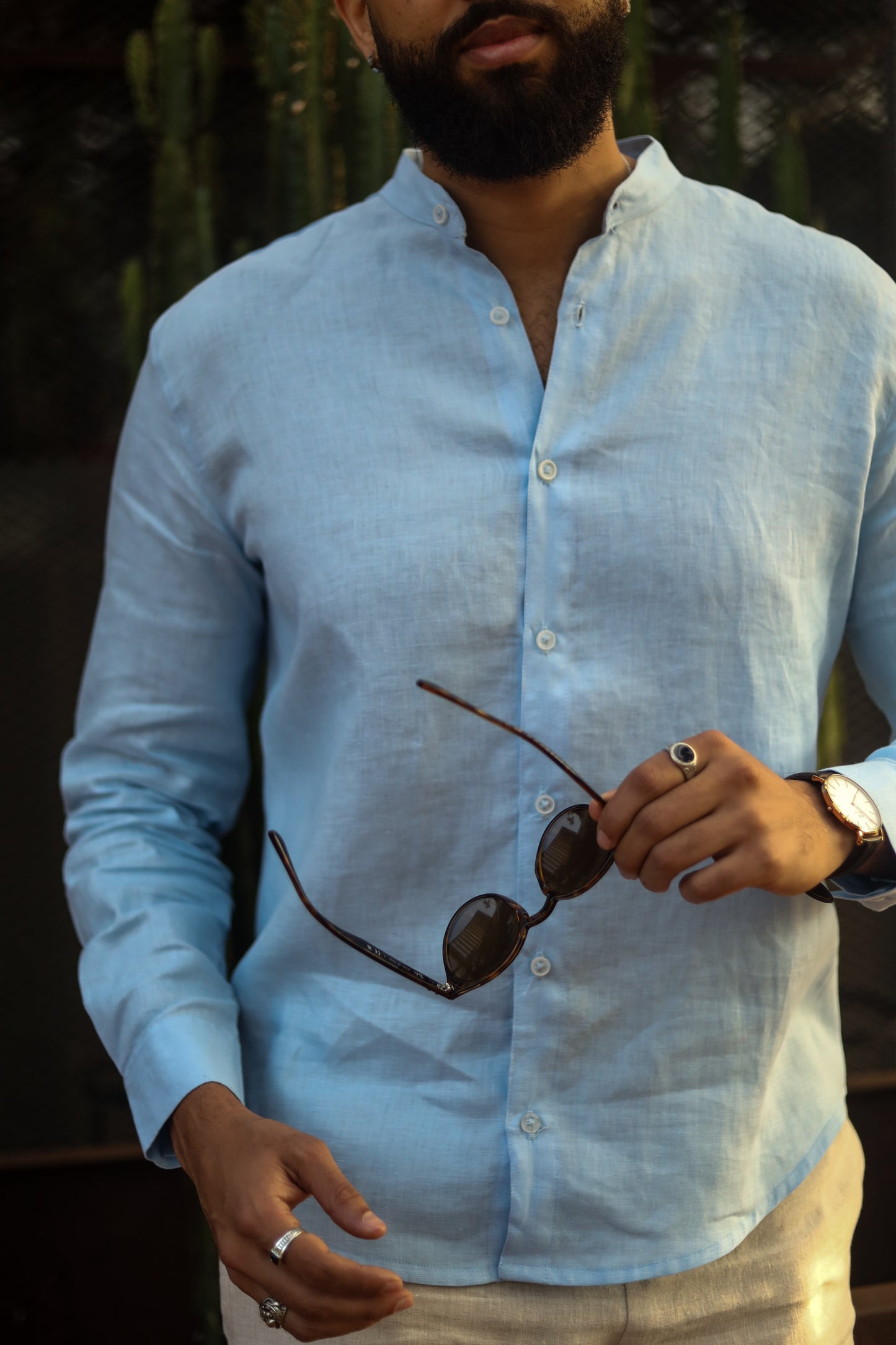 The Mandarin Shirt Light Blue