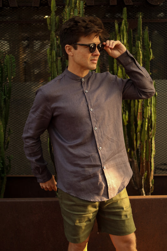 The Mandarin Shirt Charcoal Grey