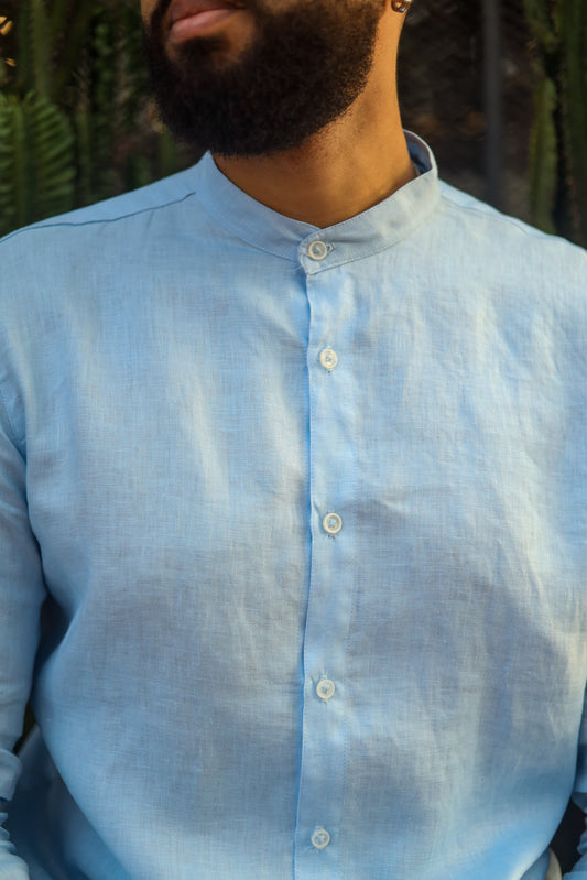 The Mandarin Shirt Light Blue